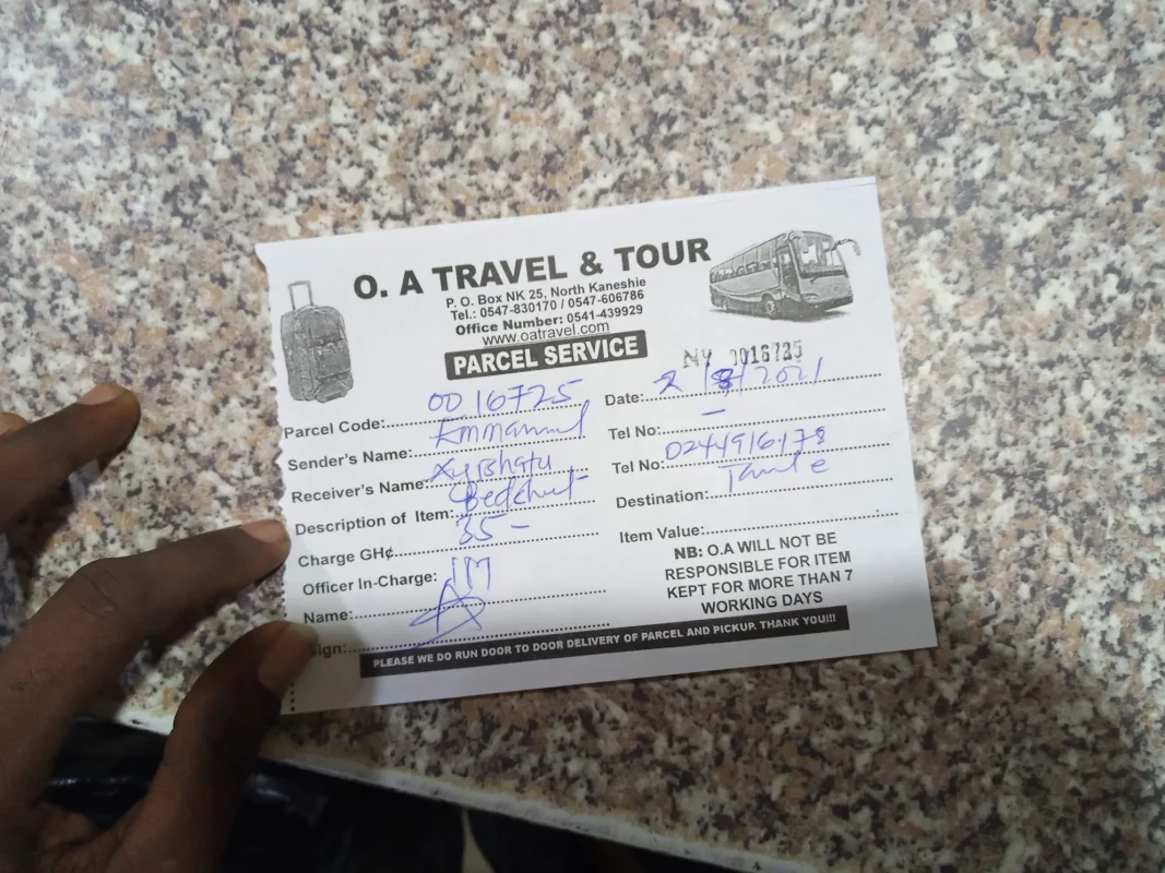 O. A Travel Ticket Sample