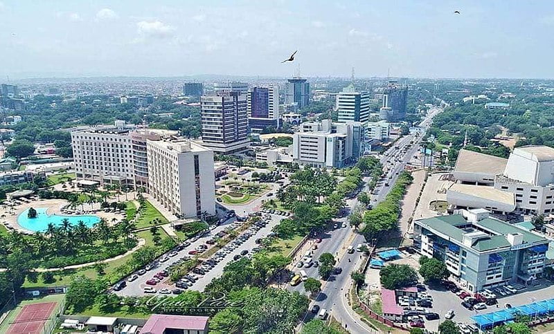 800px A drone footage of Accra central Ghana