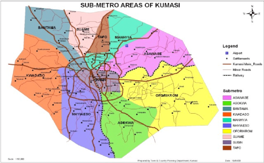 sub metro areas of kumasi