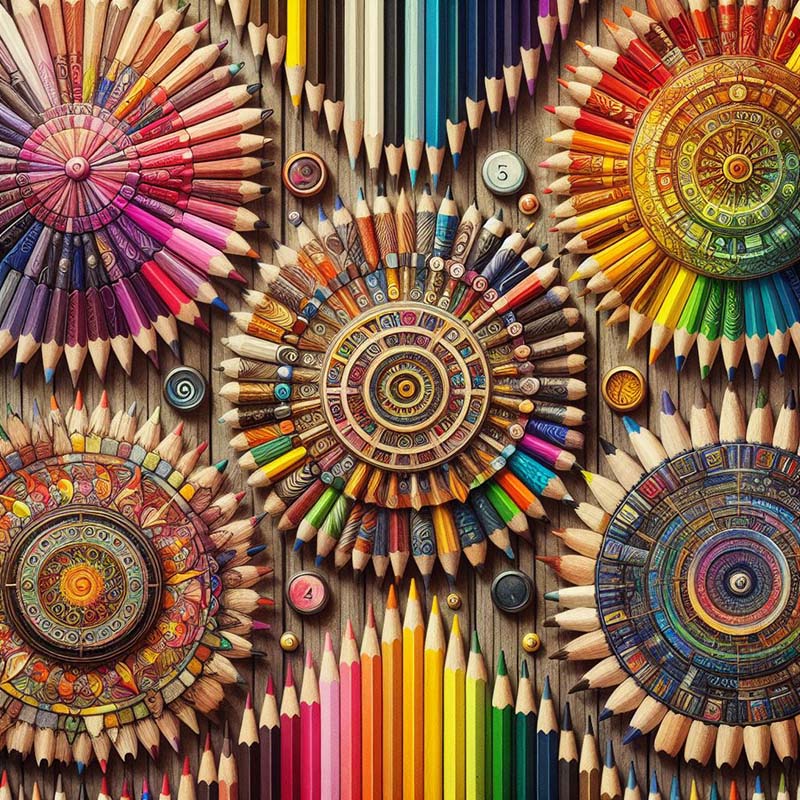 variations of colored pencils
