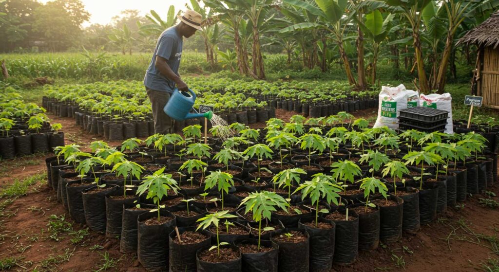 how-to-grow-solo-sunrise-pawpaw-in-ghana---nursery-section