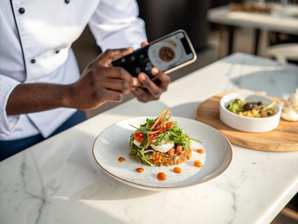 AI writes appealing menu descriptions and social captions, and helps you take better food